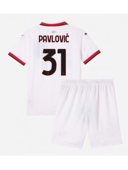 AC Milan Strahinja Pavlovic #31 Replika Borta Kläder Barn 2024-25 Kortärmad (+ byxor)